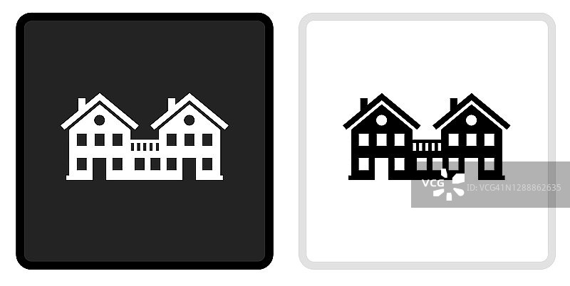 公寓图标上的黑色按钮与白色翻转图片素材