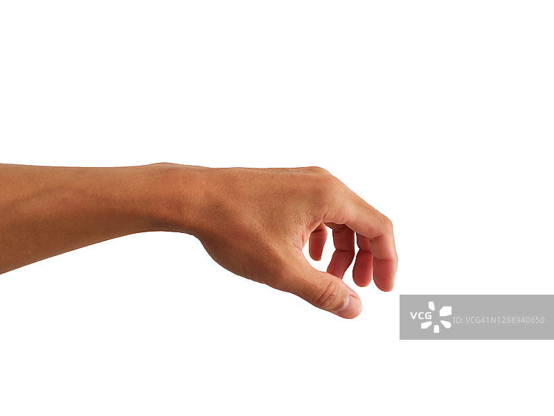 人的手是指伸出手去拿起或拍下白色背景上孤立的东西图片素材
