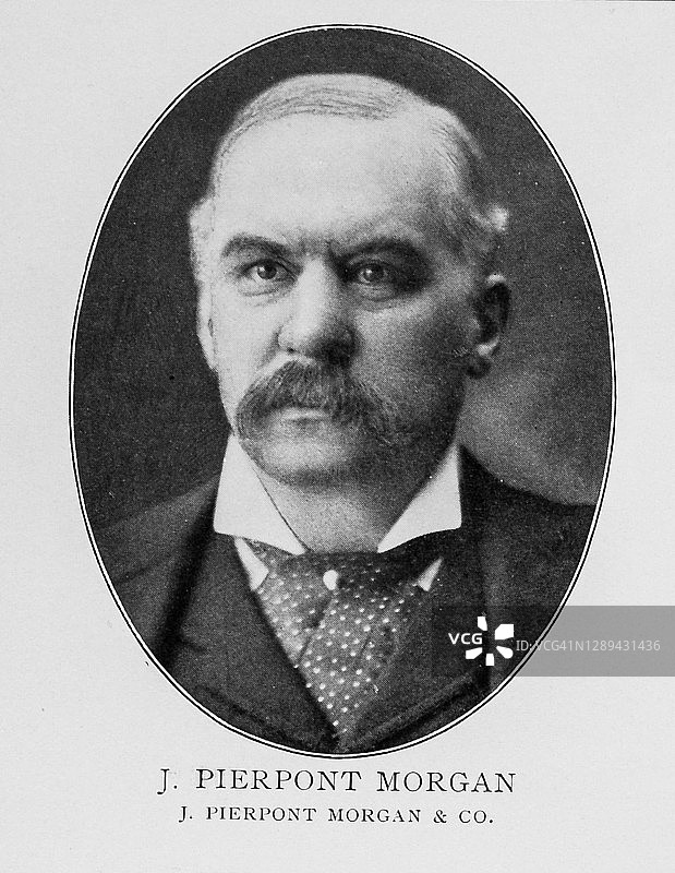 19世纪纽约证券交易所的重要人物肖像:J皮尔庞特摩根图片素材