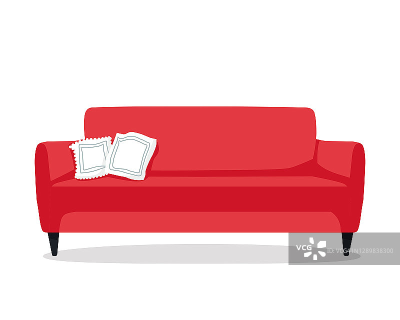 舒适的彩色沙发上的白色背景。矢量插图。图片素材