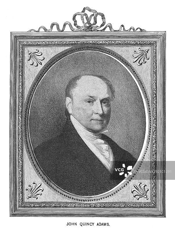 约翰·昆西·亚当斯，美国第六任总统，1825年至1829年的肖像。图片素材