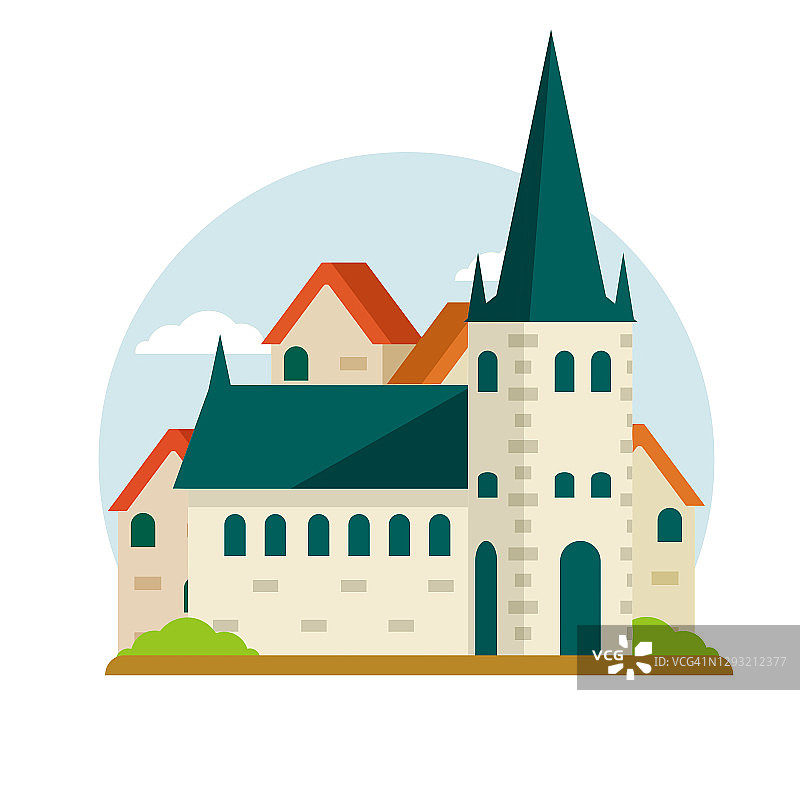爱沙尼亚首都塔林的旅游景点。圣奥拉夫教堂。历史悠久的欧洲城市。基督教的寺庙。白塔。带有红色屋顶的中世纪小镇元素。图片素材