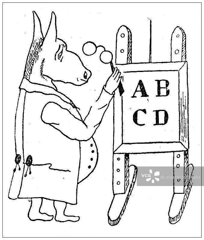 古董插图:驴试眼镜图片素材