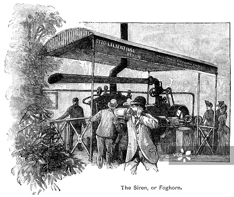 维多利亚时代的轮船发出雾号，吓着乘客图片素材