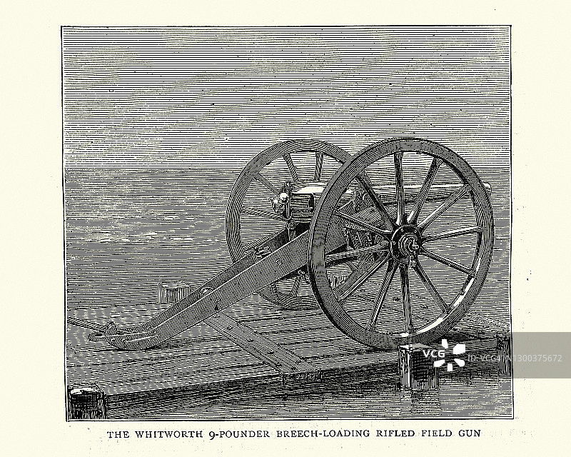 惠特沃思九磅来复枪后装野战炮，维多利亚火炮图片素材