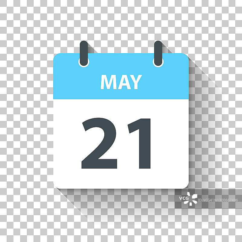 5月21日-扁平化设计风格的每日日历图标图片素材