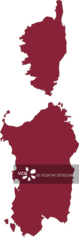 撒丁岛和科西嘉岛的紫色地图图片素材
