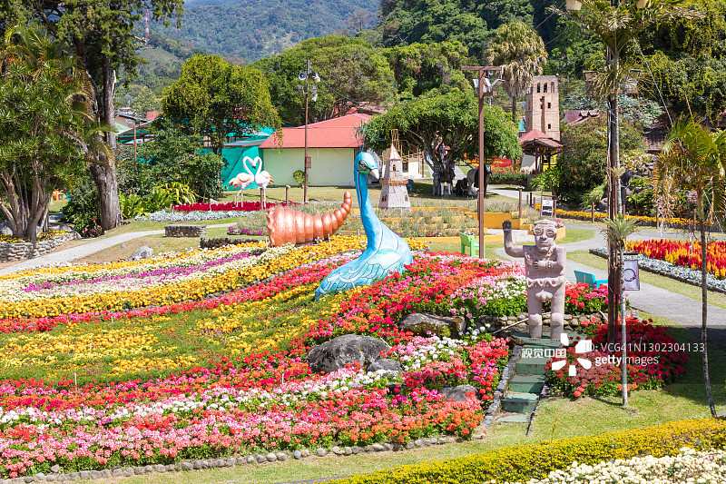 巴拿马花坛，装饰雕塑公园的花市图片素材