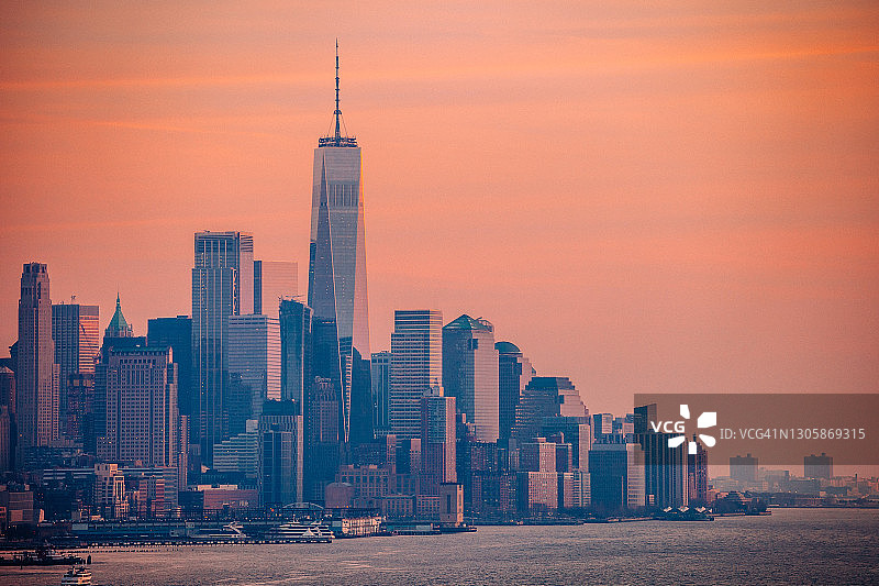 曼哈顿日落，纽约市图片素材