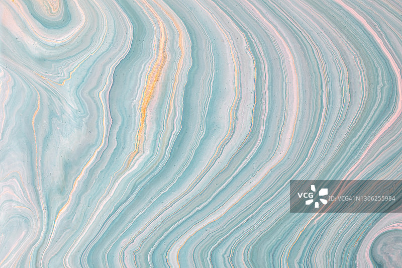抽象流体艺术背景蓝色和白色闪烁的颜色。液体的大理石图片素材