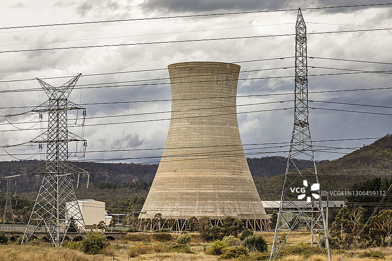 燃煤电站，冷却塔，电塔，澳大利亚图片素材