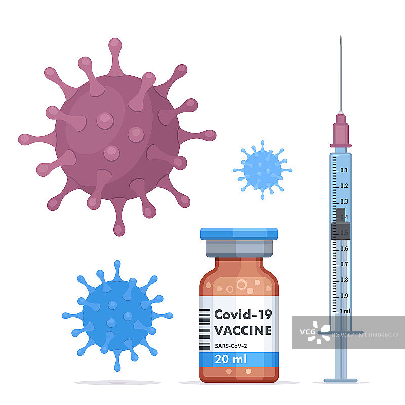 2019冠状病毒病防护和疫苗接种。Covid-19疫苗。图片素材