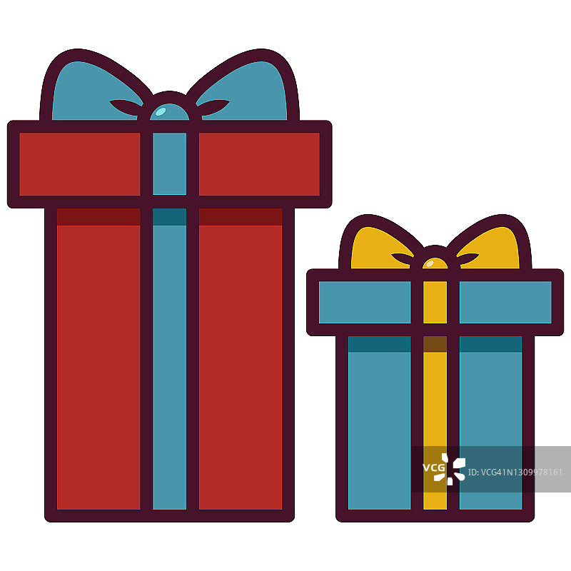 圣诞礼品盒矢量插图。包装礼品平面设计为装饰图片素材