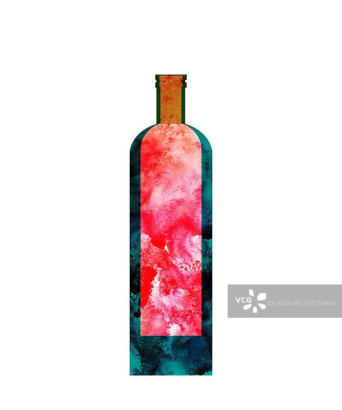 水彩抽象红酒瓶图片素材
