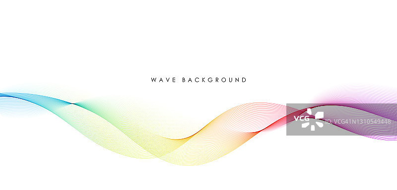 矢量抽象彩色流动的波浪线孤立在白色的背景。技术、科学、音乐或现代概念的设计元素。图片素材