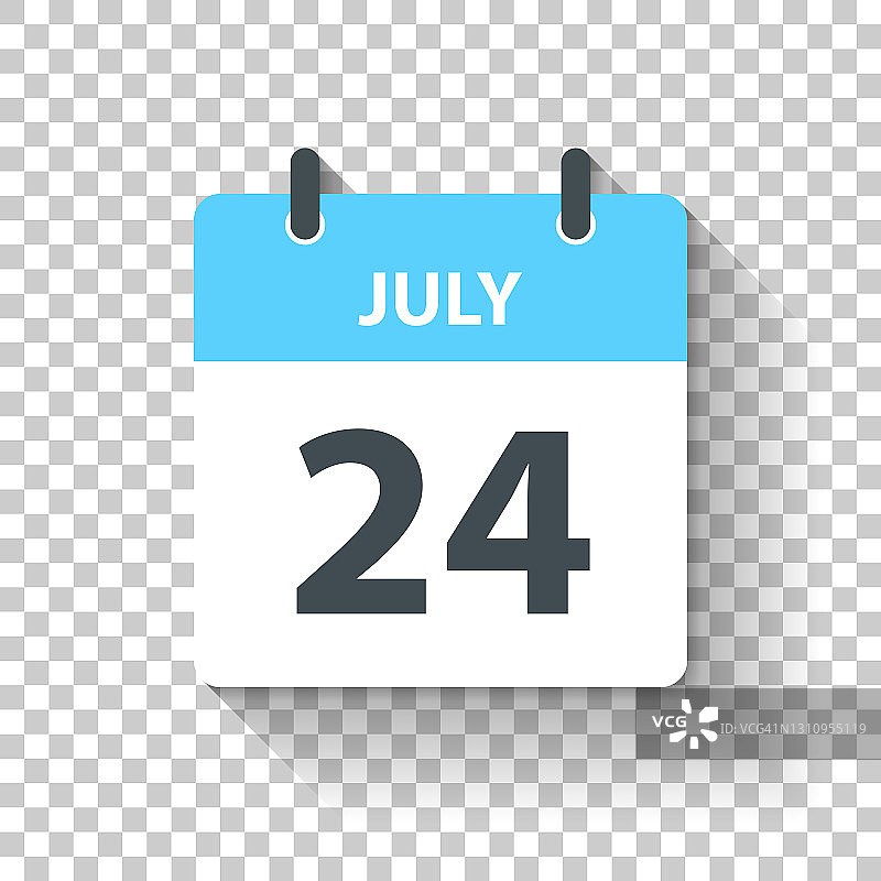 7月24日-日日历图标在平面设计风格图片素材