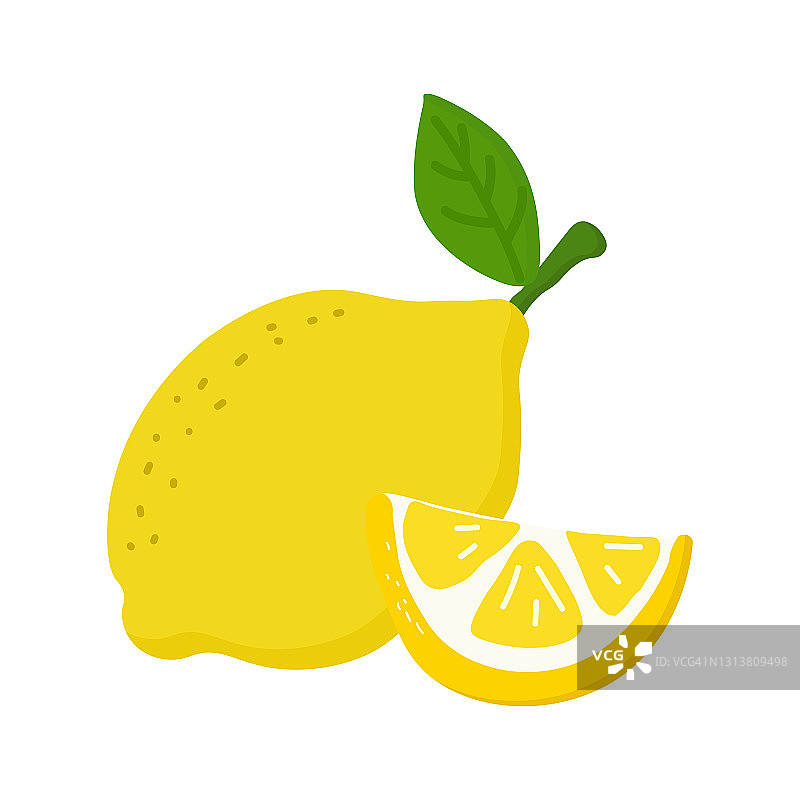 叶子孤立在白色背景上的柠檬。矢量插图为装饰海报，包装设计化妆品和食品。图片素材