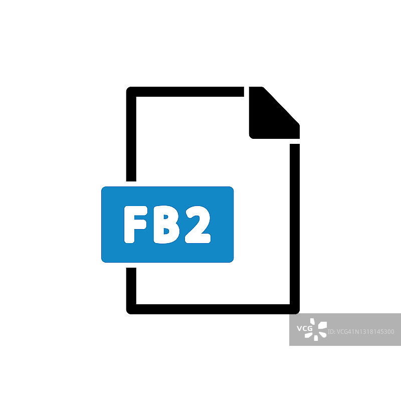 向量蓝色图标FB2。文件格式扩展图标。股票插图图片素材