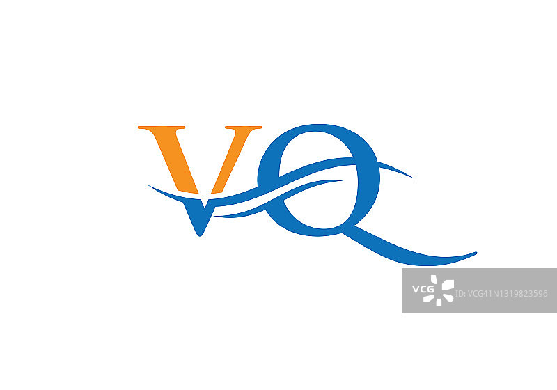 Swoosh字母VQ标志设计的企业和公司身份。水波VQ标志设计图片素材