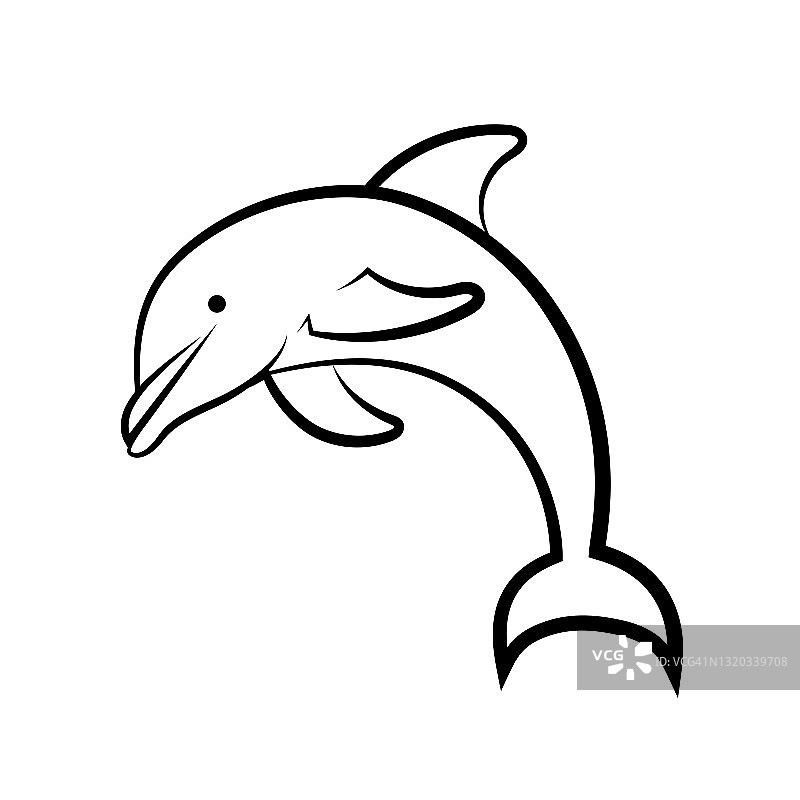 线艺术矢量插图的海豚从海里跳图片素材