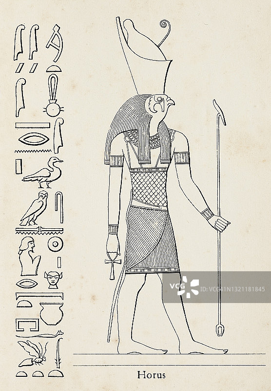 古埃及荷鲁斯王国女神的象形文字图片素材