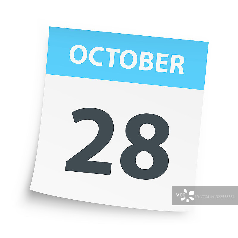 10月28日-日日历在白色的背景图片素材