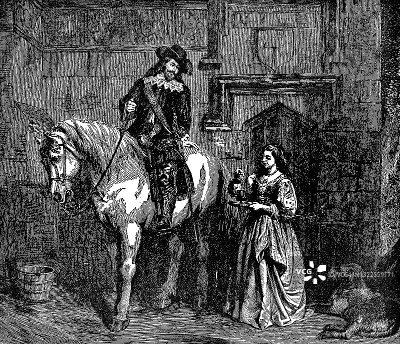 查理二世在英国内战后乔装出游——17世纪图片素材