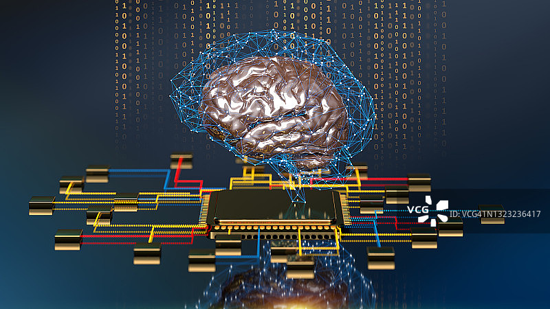 有CPU的人工智能概念大脑图片素材