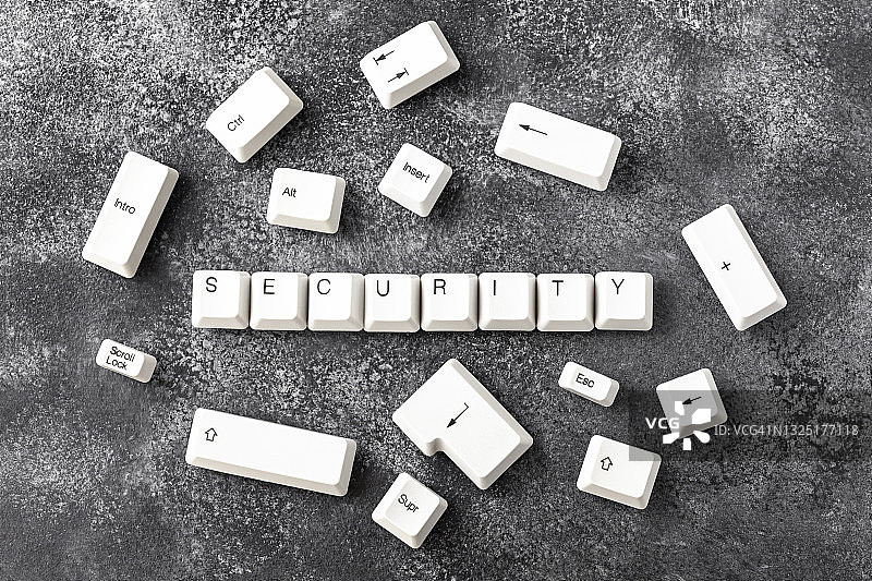 计算机键盘上拼写“SECURITY”一词的键。图片素材