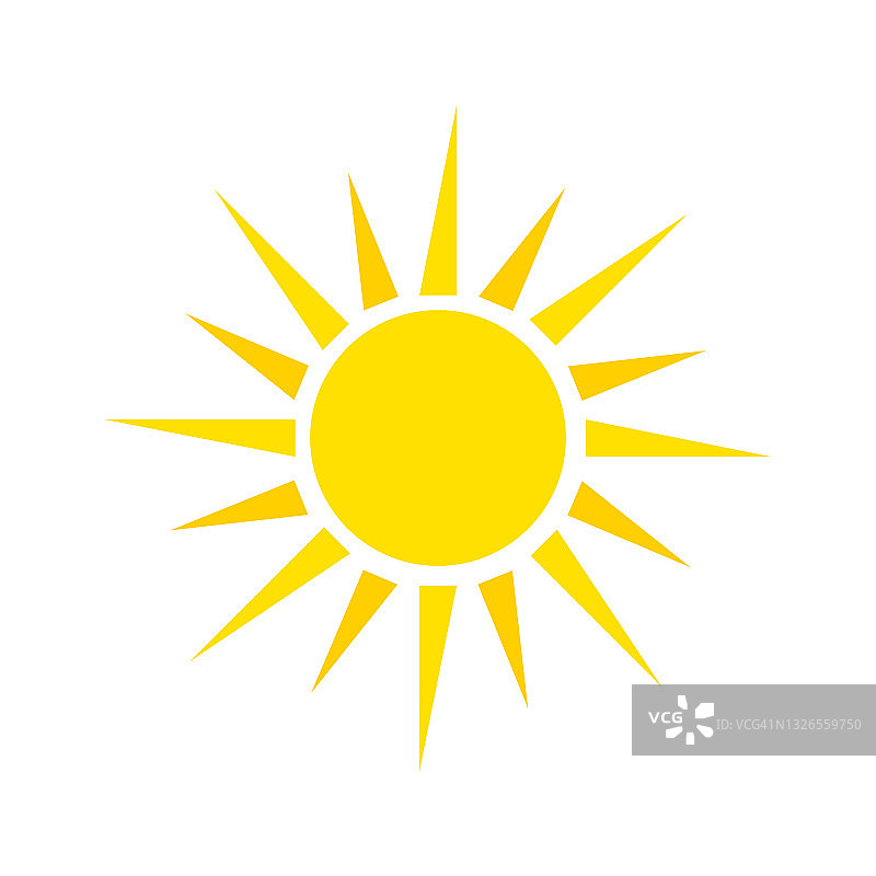 太阳图标上的白色背景。图片素材
