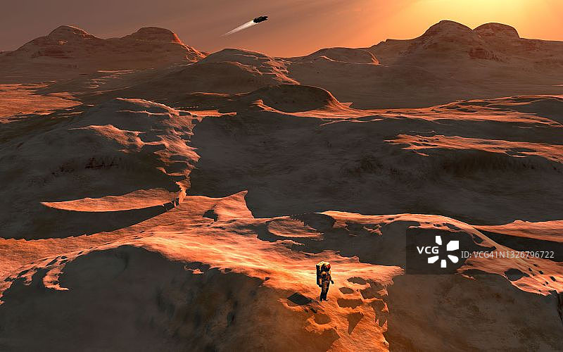 探索火星表面的宇航员图片素材