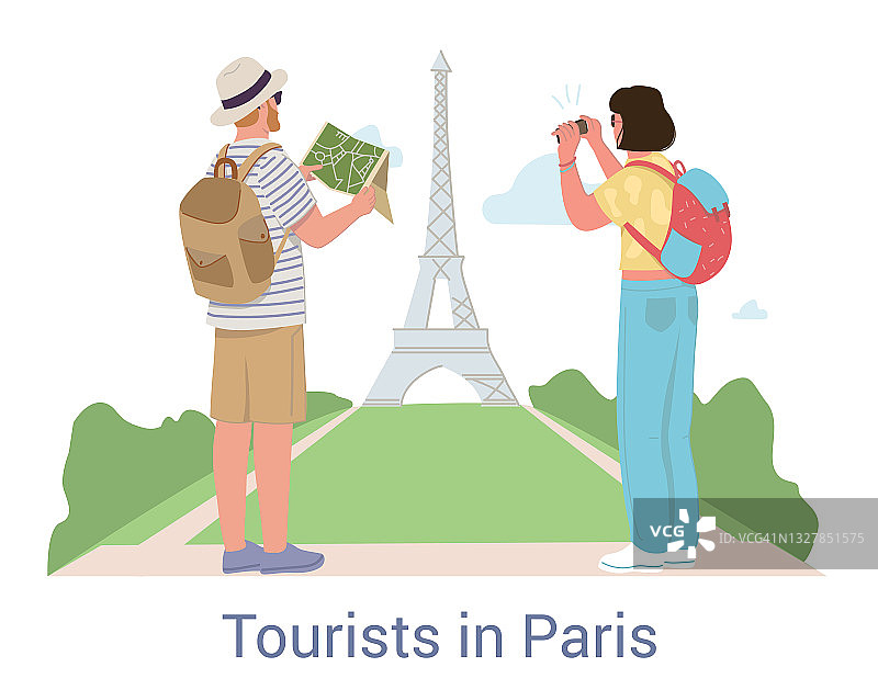 在巴黎度假的游客参观艾菲尔铁塔图片素材