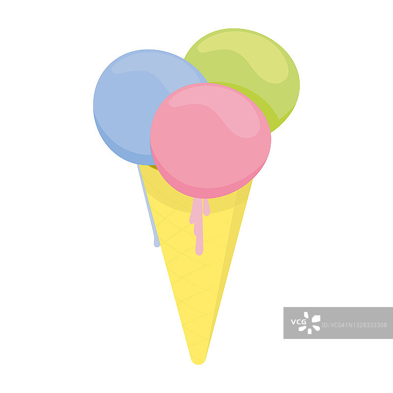 真实的冰淇淋在白色的背景-向量图片素材