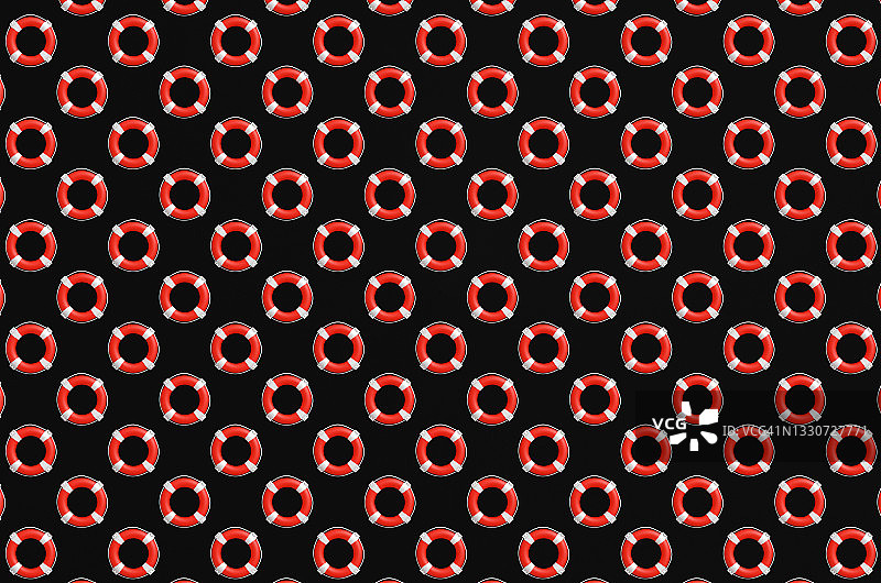流行艺术红色救生圈在黑色背景。3 d渲染图图片素材