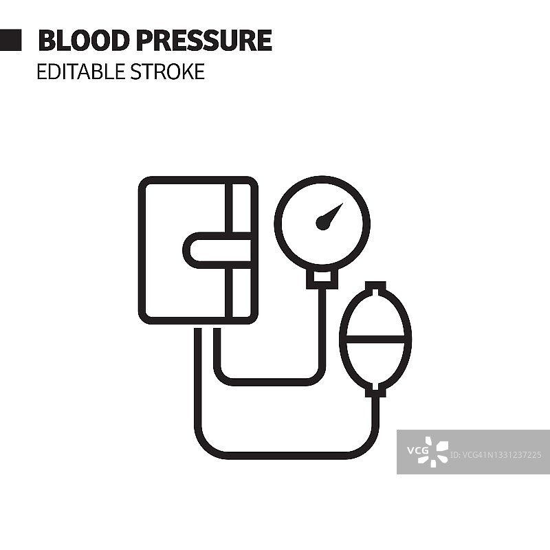 血压线图标，轮廓矢量符号插图。图片素材