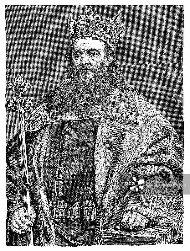 波兰国王卡西米尔三世的肖像，1333年至1370年图片素材