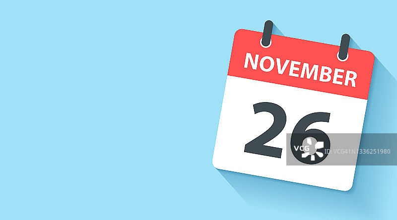 11月26日-每日日历图标在平面设计风格图片素材