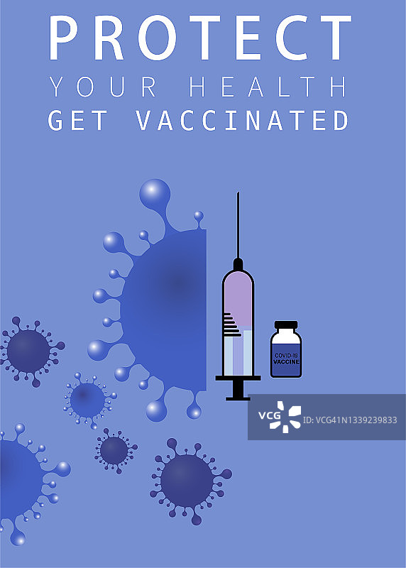 载体COVID-19疫苗和病毒概念海报插图背景图片素材