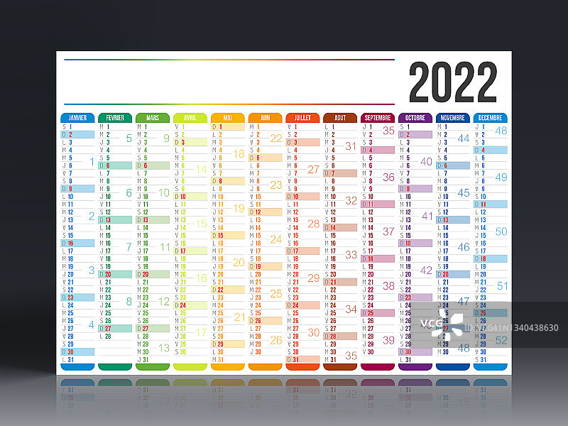 法国2022年日历图片素材