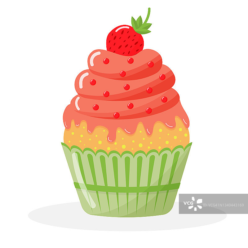 草莓小蛋糕甜点。图片素材