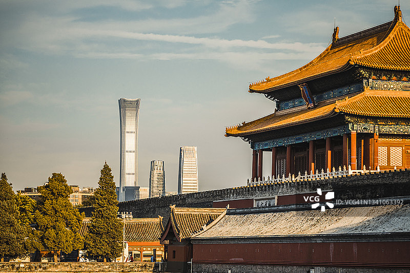 紫禁城和北京CBD图片素材