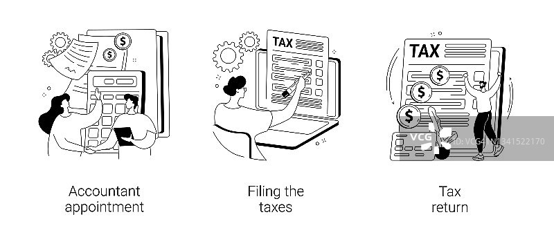 税务代理服务抽象概念矢量插图。图片素材