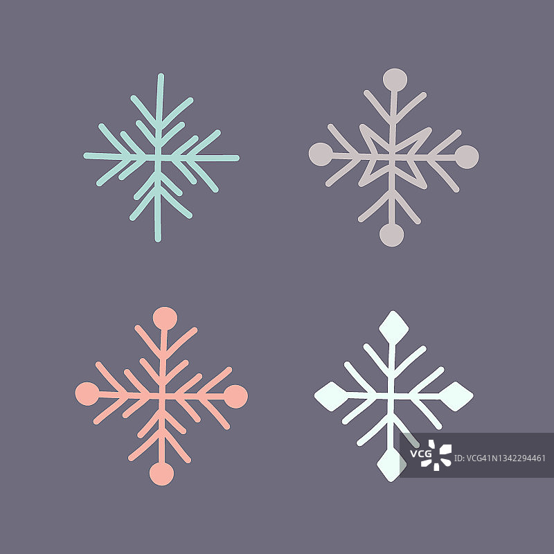 圣诞元素概念-手绘雪花。向量图片素材