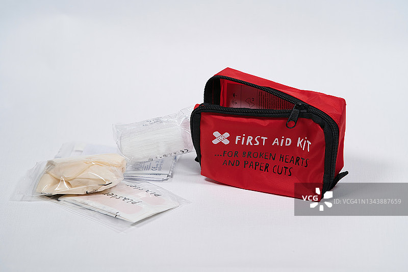 红色急救箱，白色背景图片素材