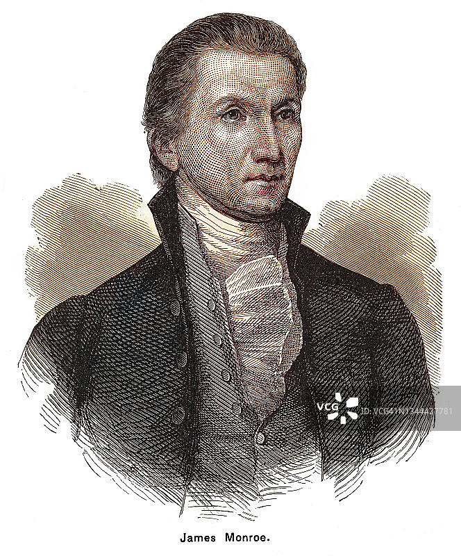 美国第五任总统詹姆斯·门罗(1758-1831)的肖像图片素材