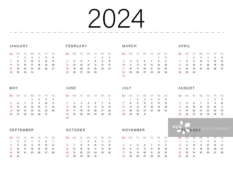 2024年日历模板图片素材