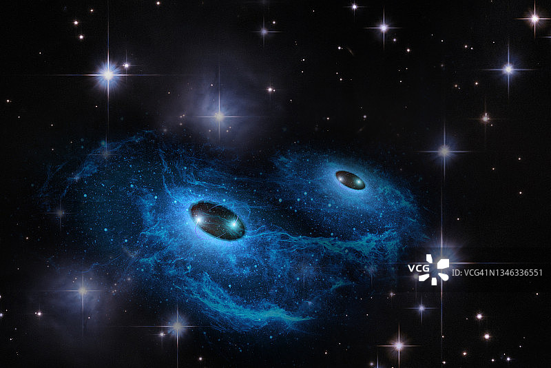 抽象的空间墙纸。恒星上方的星云和外太空的云场是一对黑洞。这张图片的元素是由美国宇航局提供的。图片素材