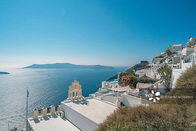 希腊圣托里尼岛伊梅洛维格利和菲拉村的风景图片素材