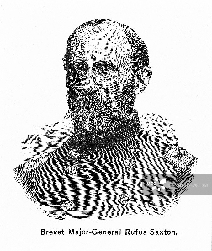 美国内战期间的联邦陆军准将鲁弗斯·萨克斯顿将军的肖像图片素材