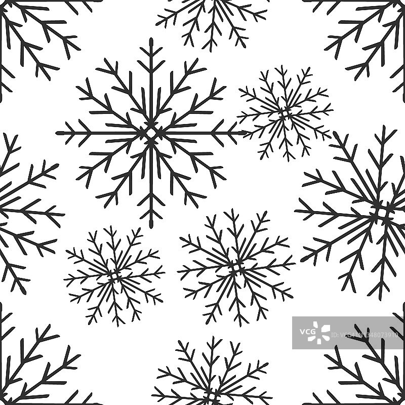 雪花无缝的图案隔离在白色上。圣诞节矢量股票插图。每股收益10图片素材